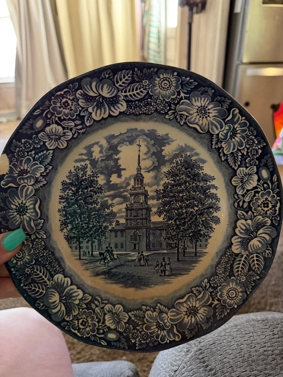 Liberty Blues Other - Blue Floral Historic Scene Decorative Serving Plate